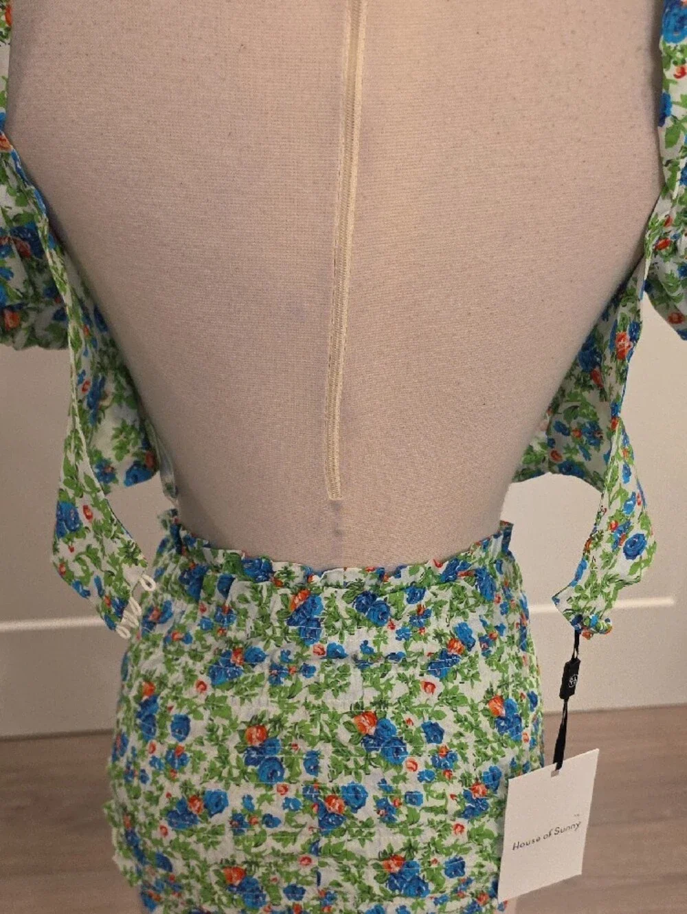 House of Sunny Green Floral matching Smocked Short Set size 2 new with tags